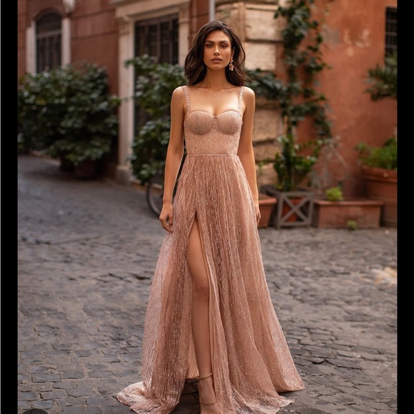 Alamour The Label Lucie Rose Gold Sequin Sweetheart Neckline for Cocktail
